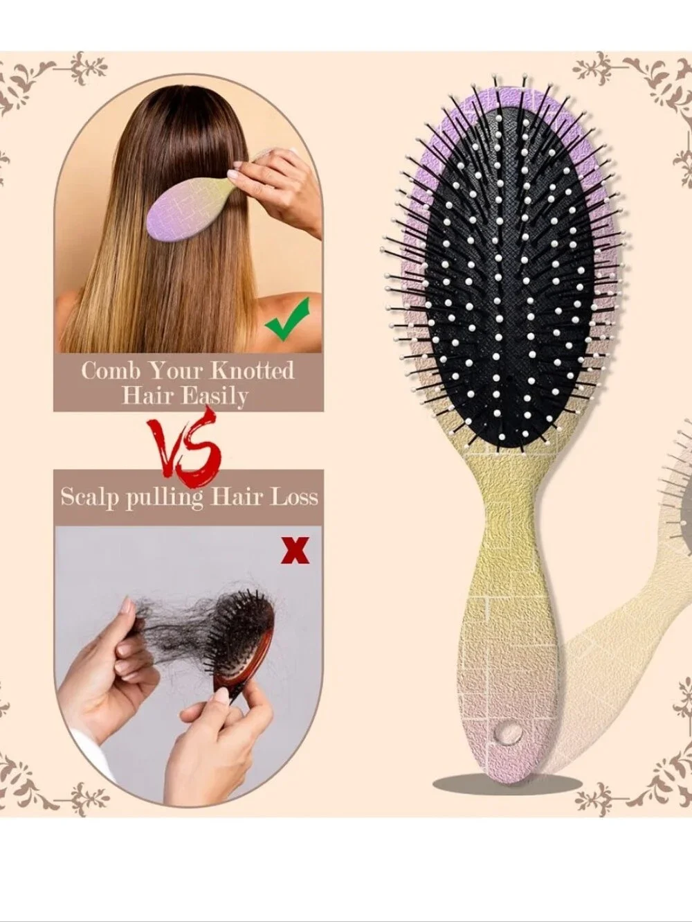 Gradient Purple-Yellow Detangling Hair Brush Wet Brush